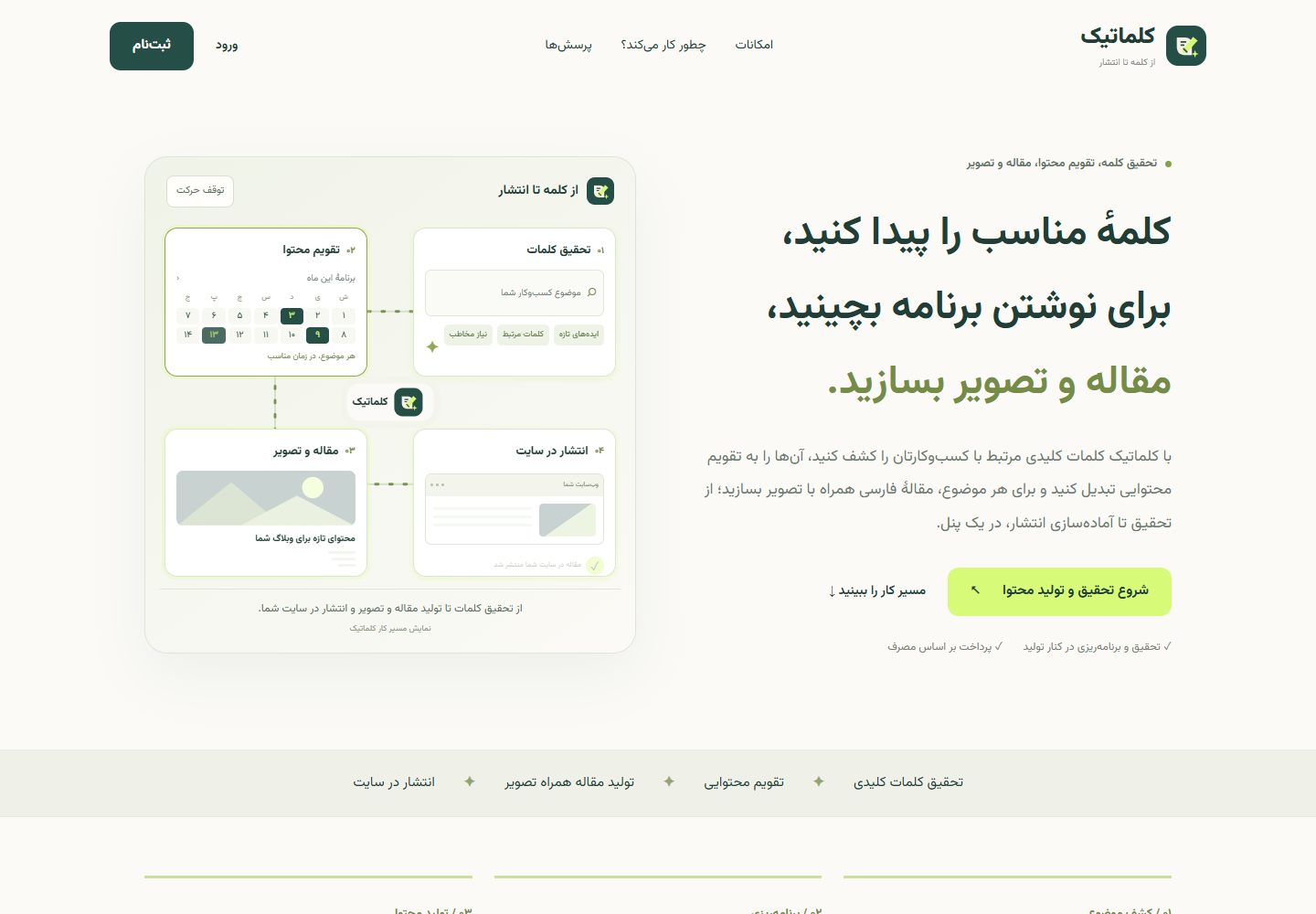 نمای صفحه اصلی کلماتیک